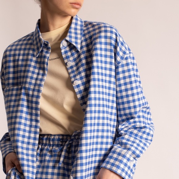Holzweiler Blue Check Oversized Button Down Shirt - Picture 2 of 9